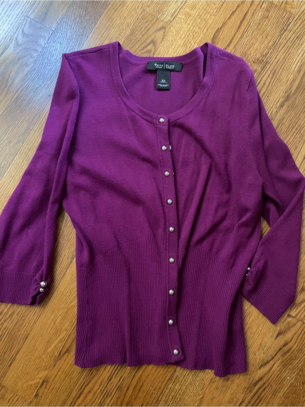 White House Black Market Plum Button-Front Cardigan